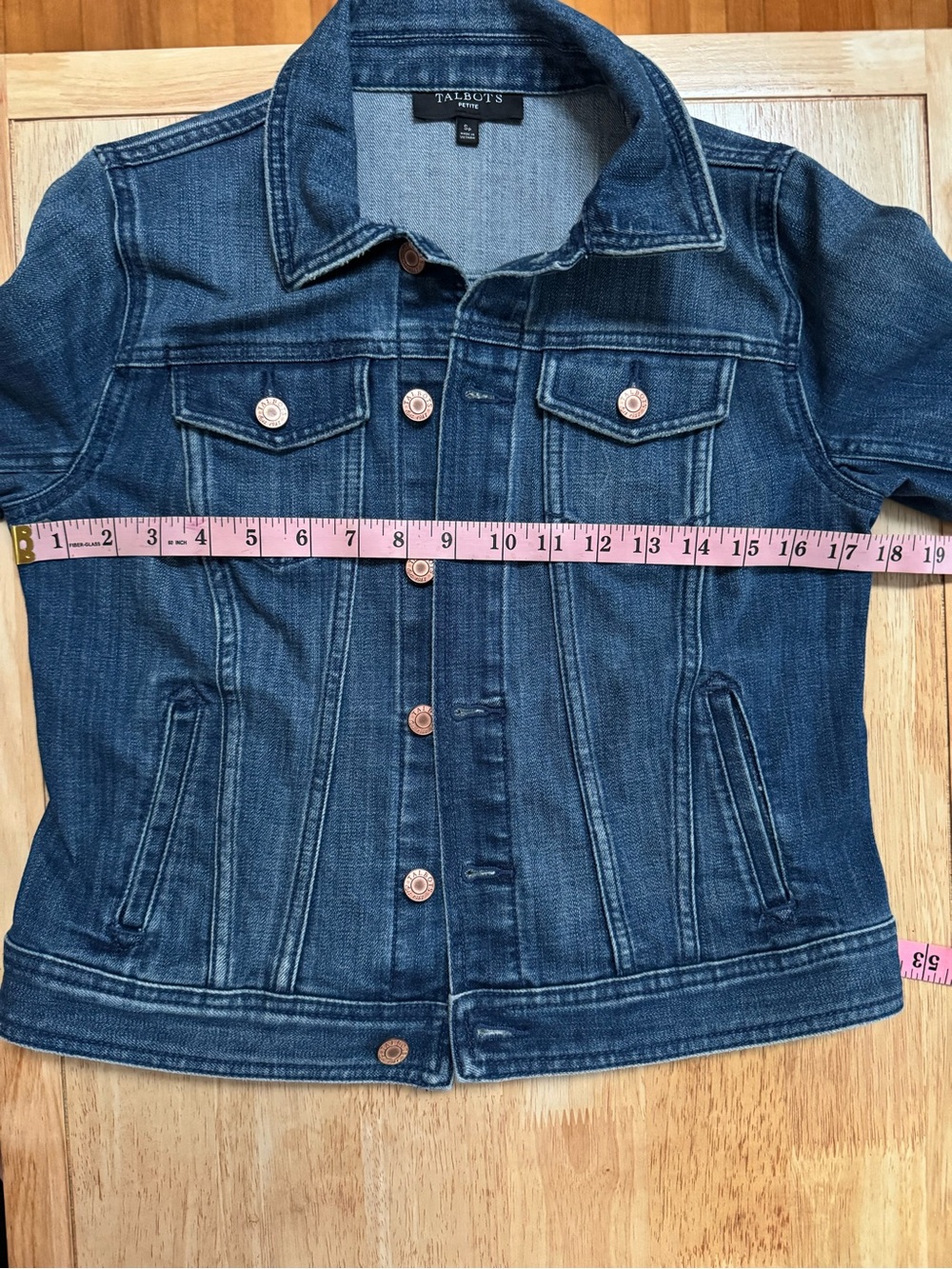 Talbots Classic Denim Trucker Jacket Size Small Petite Coastal Grandma Preppy - Picture 6 of 7